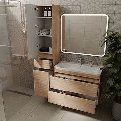 Style Line Мебель для ванной подвесная Атлантика 90, Люкс ясень перламутр, PLUS – фотография-10